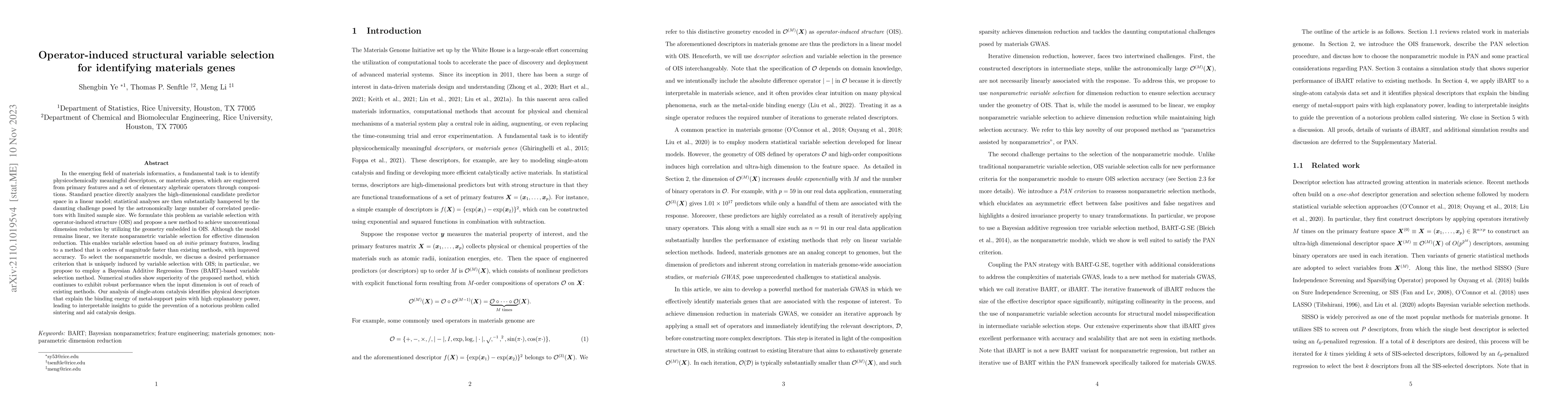 Thumbnail for Operator-induced structural variable selection for identifying materials
  genes