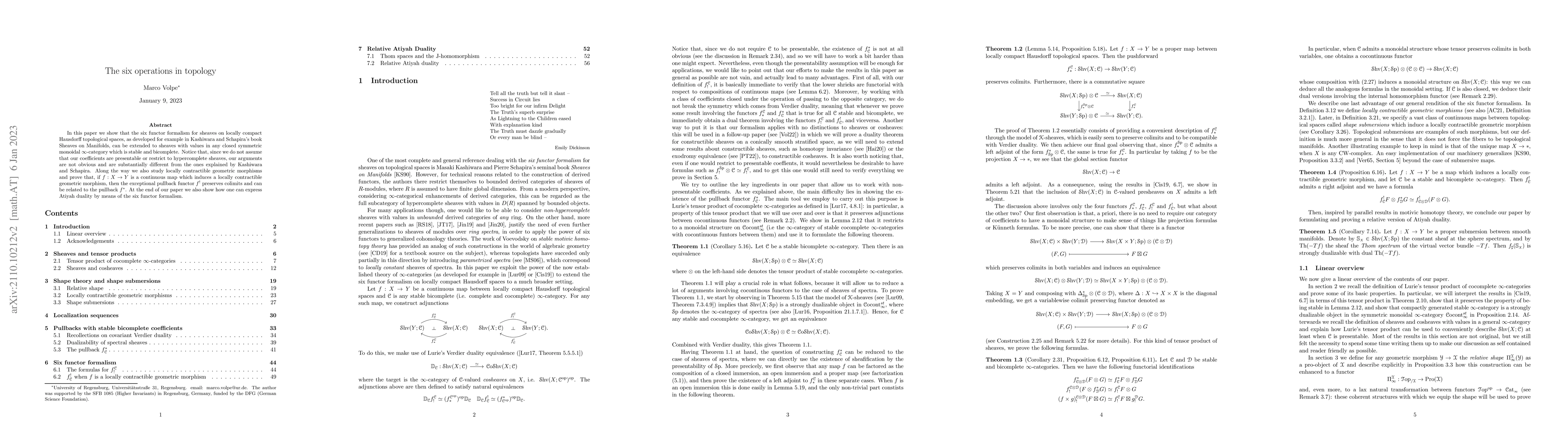 Thumbnail for The six operations in topology