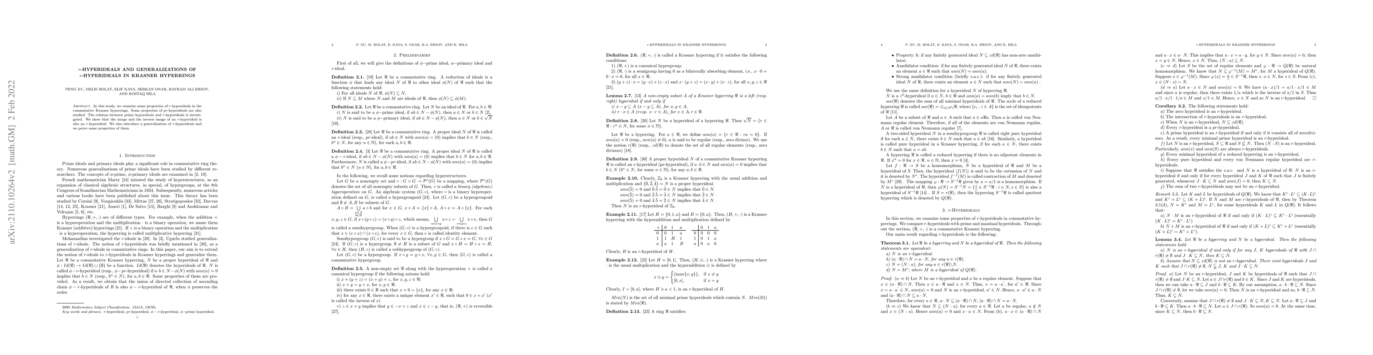 Thumbnail for $r$-Hyperideals and Generalizations of $r$-Hyperideals in Krasner
  Hyperrings