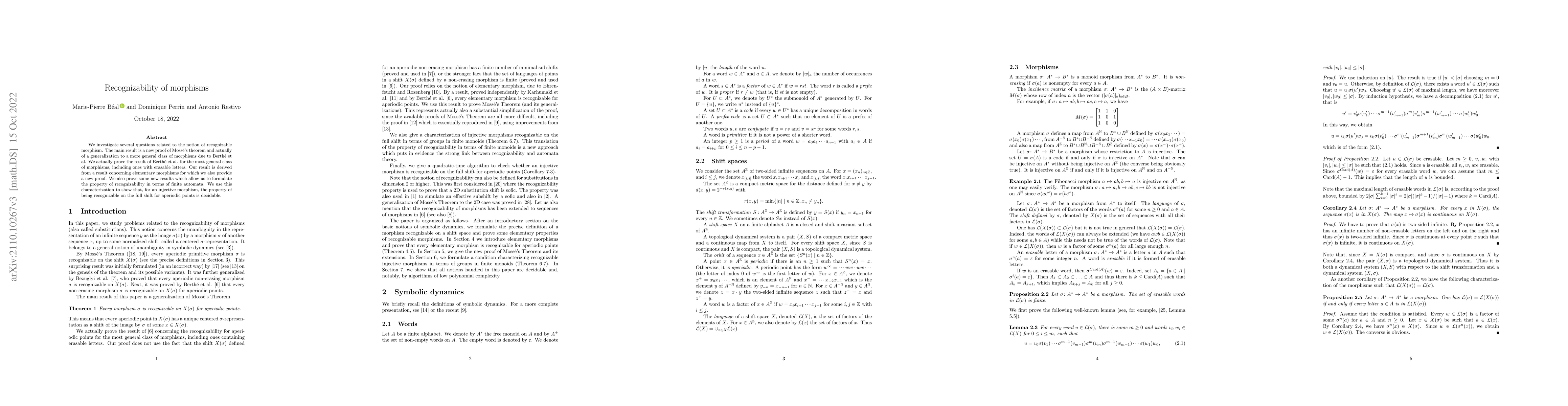 Thumbnail for Recognizability of morphisms