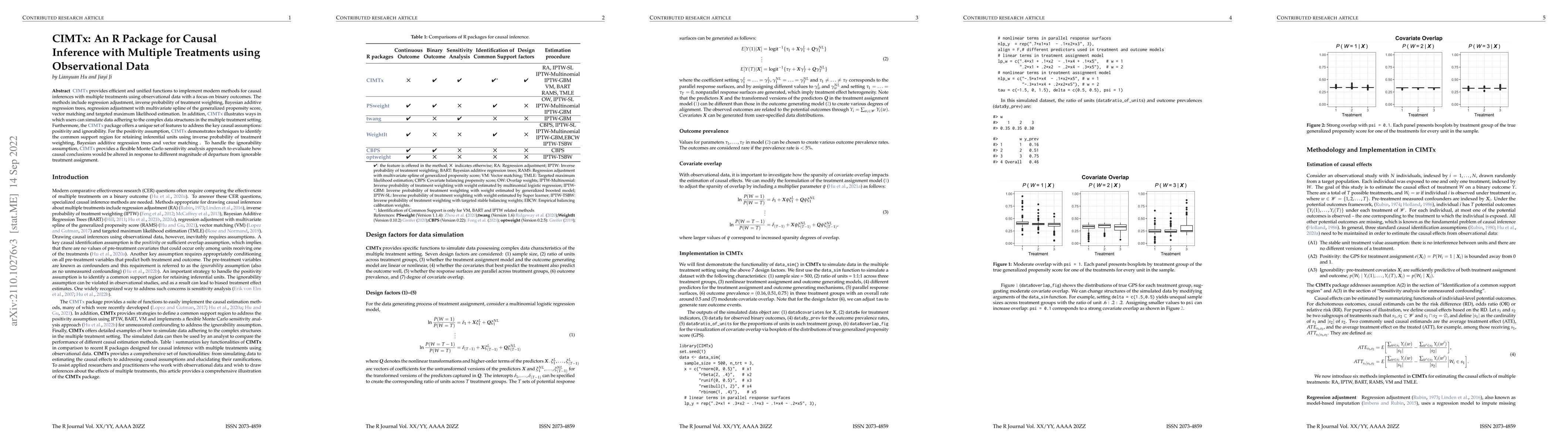 Thumbnail for CIMTx: An R package for causal inference with multiple treatments using
  observational data