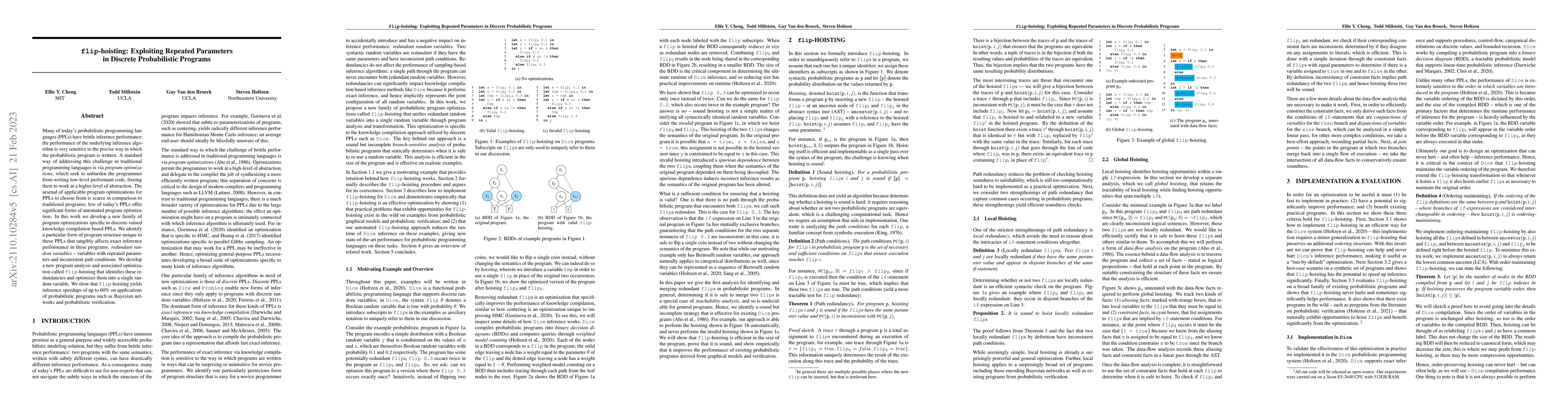 Thumbnail for flip-hoisting: Exploiting Repeated Parameters in Discrete Probabilistic
  Programs