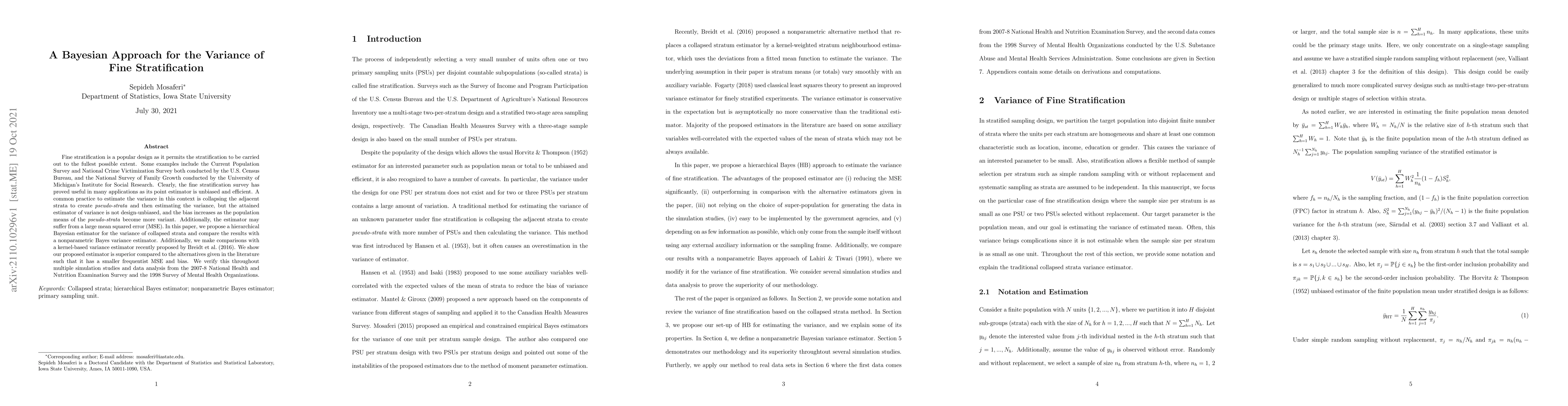 Thumbnail for A Bayesian Approach for the Variance of Fine Stratification