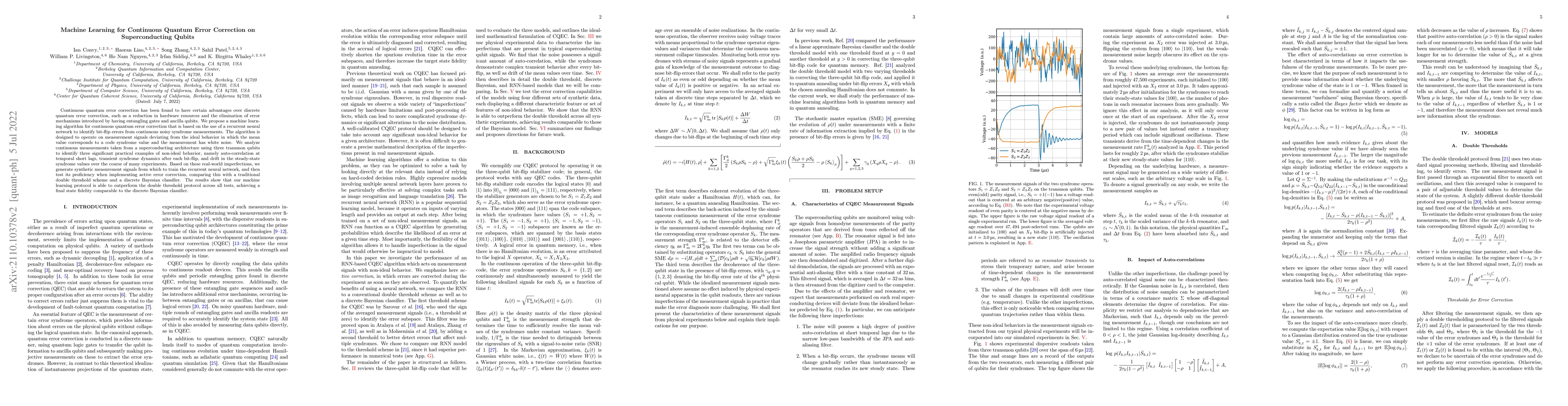Thumbnail for Machine Learning for Continuous Quantum Error Correction on
  Superconducting Qubits