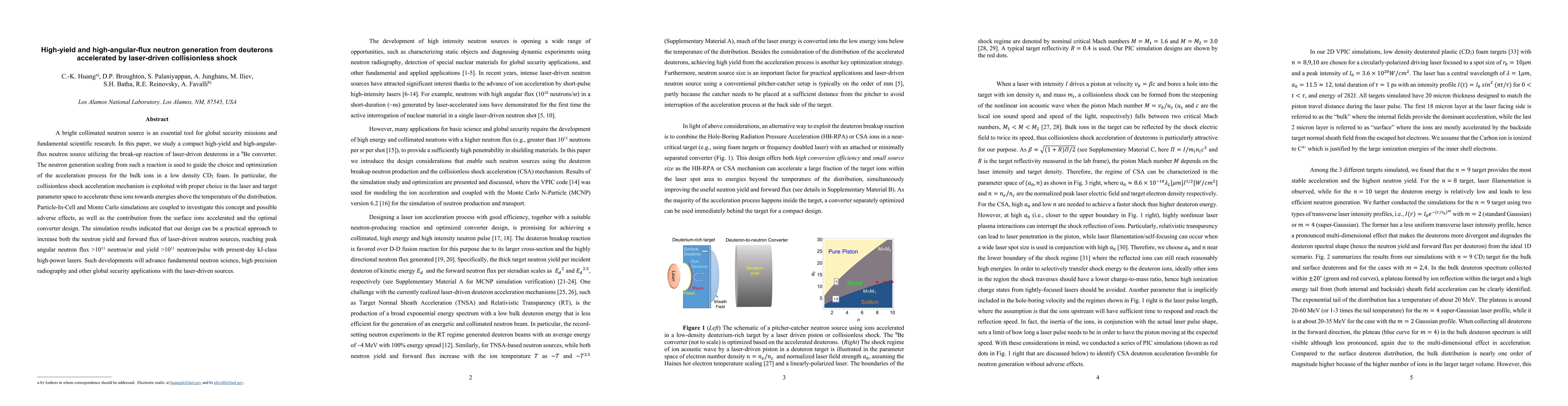 Thumbnail for High-yield and high-angular-flux neutron generation from deuterons
  accelerated by laser-driven collisionless shock