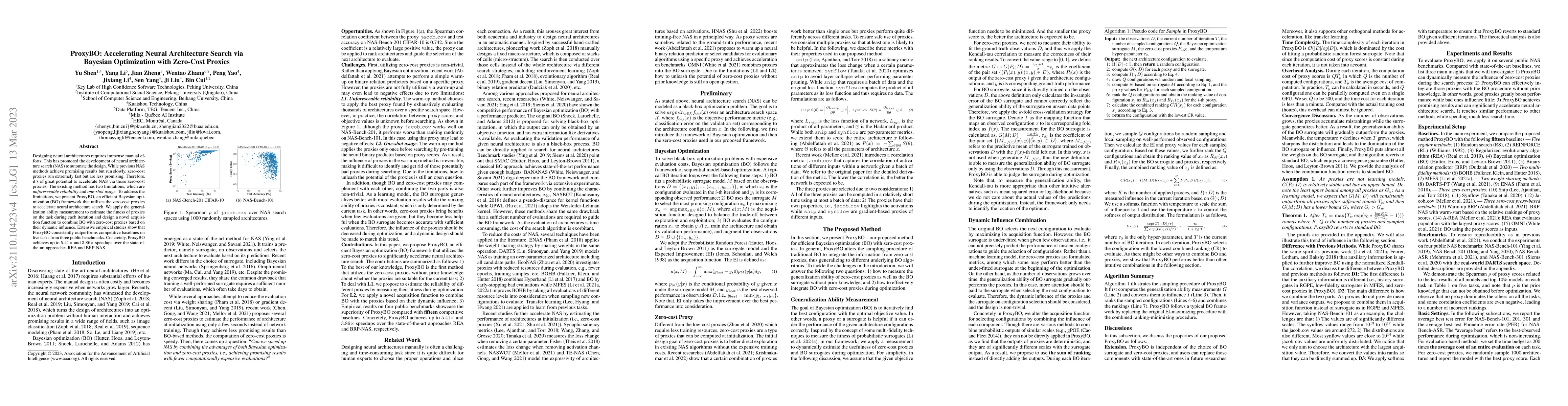 Thumbnail for ProxyBO: Accelerating Neural Architecture Search via Bayesian
  Optimization with Zero-cost Proxies