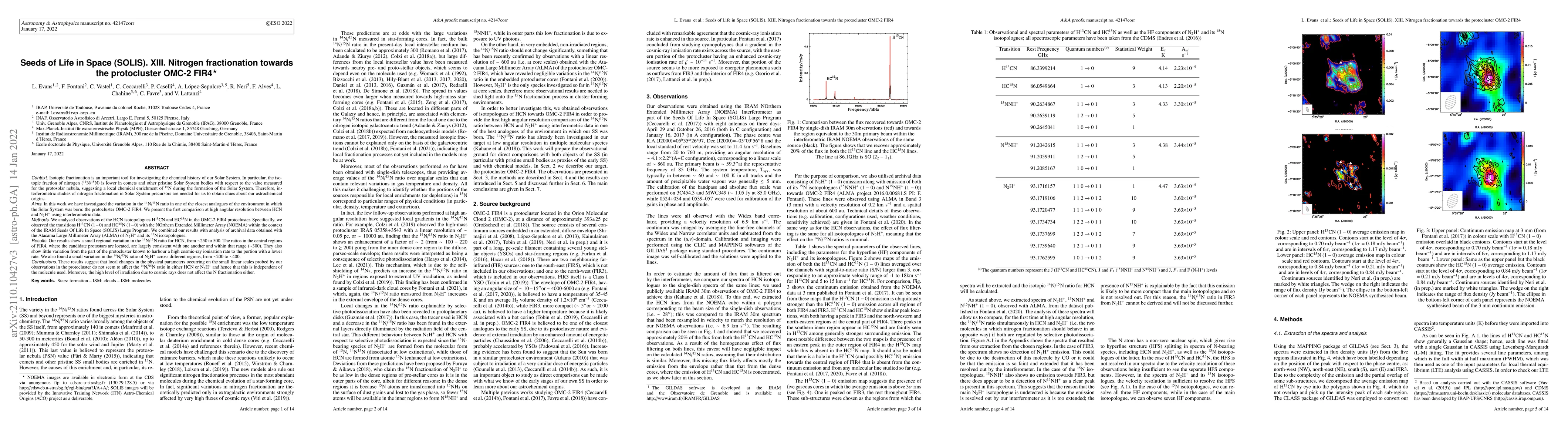 Thumbnail for Seeds of Life in Space (SOLIS). XIII. Nitrogen fractionation towards the
  protocluster OMC-2 FIR4