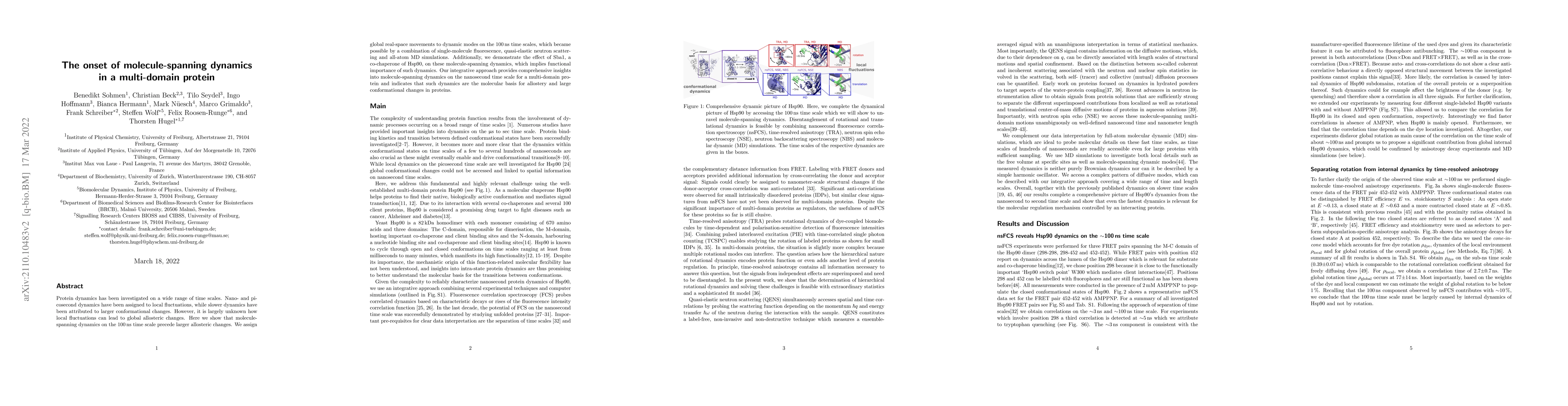 Thumbnail for The onset of molecule-spanning dynamics in a multi-domain protein