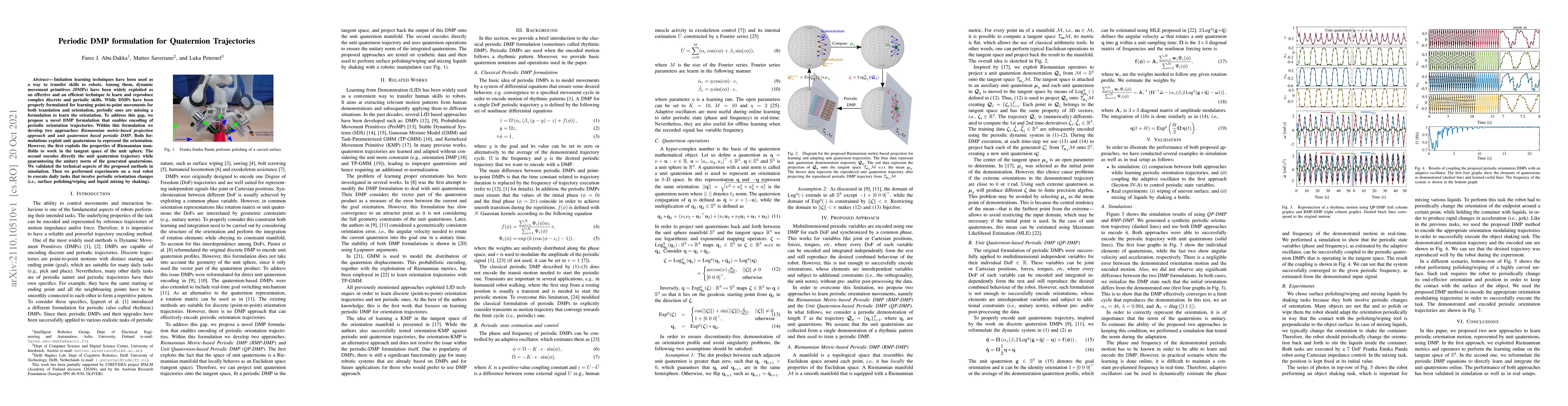 Thumbnail for Periodic DMP formulation for Quaternion Trajectories