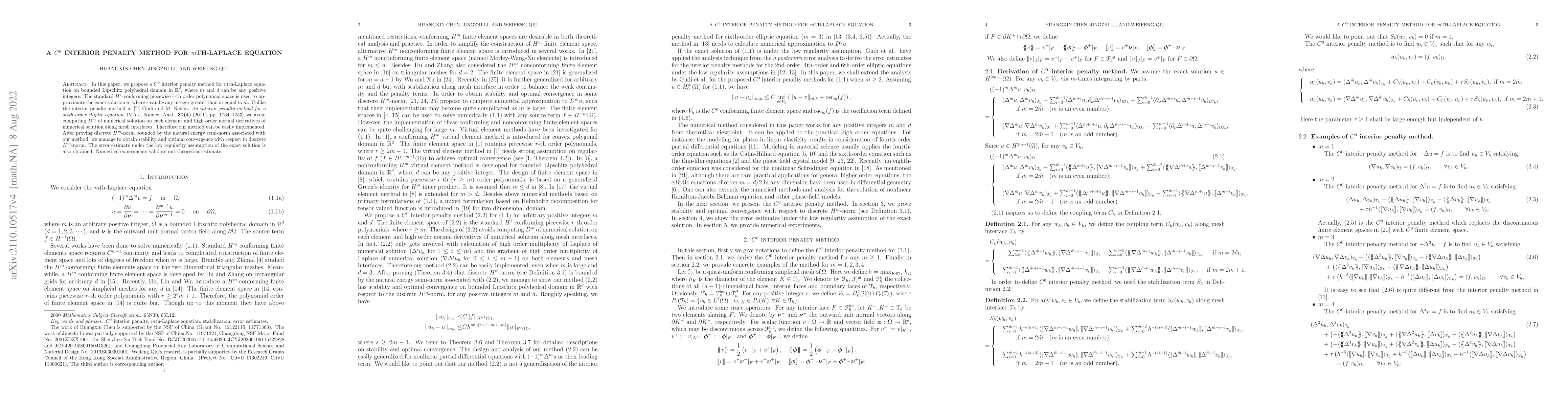 Thumbnail for A $C^{0}$ interior penalty method for $m$th-Laplace equation
