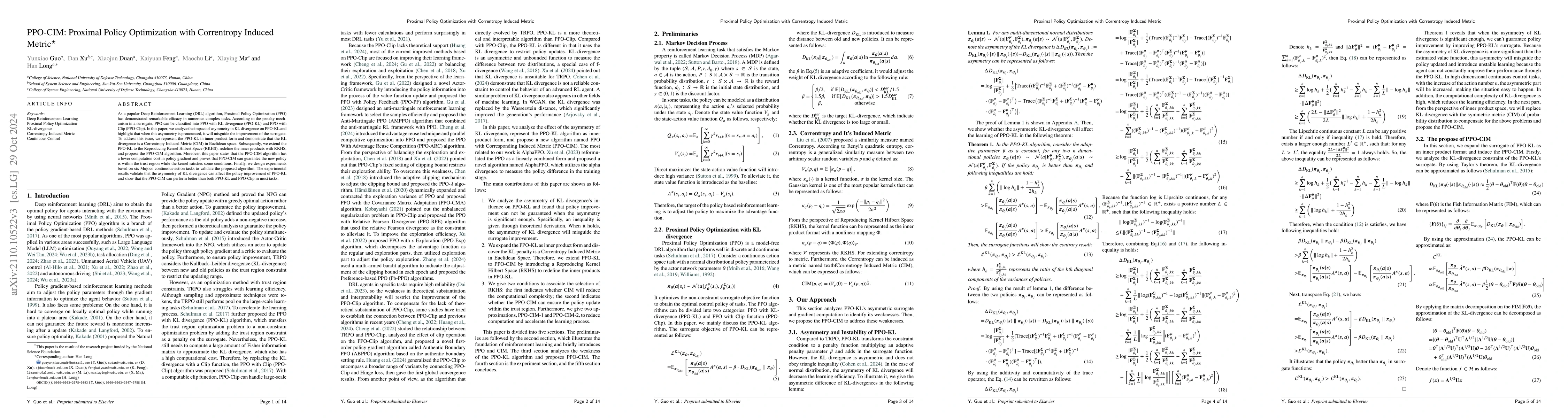 Thumbnail for CIM-PPO:Proximal Policy Optimization with Liu-Correntropy Induced Metric