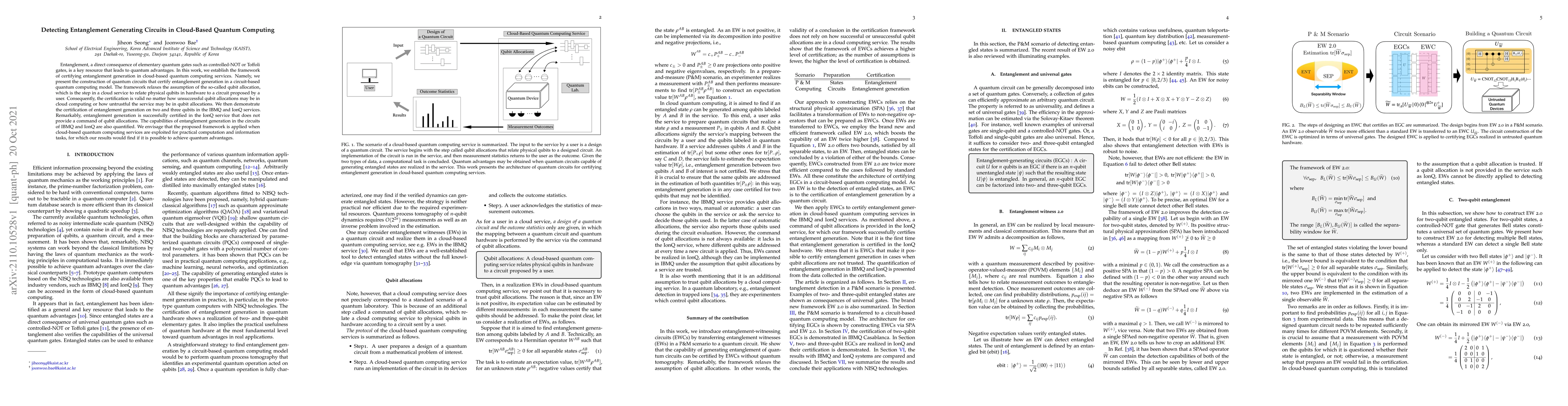 Thumbnail for Detecting Entanglement Generating Circuits in Cloud-Based Quantum
  Computing