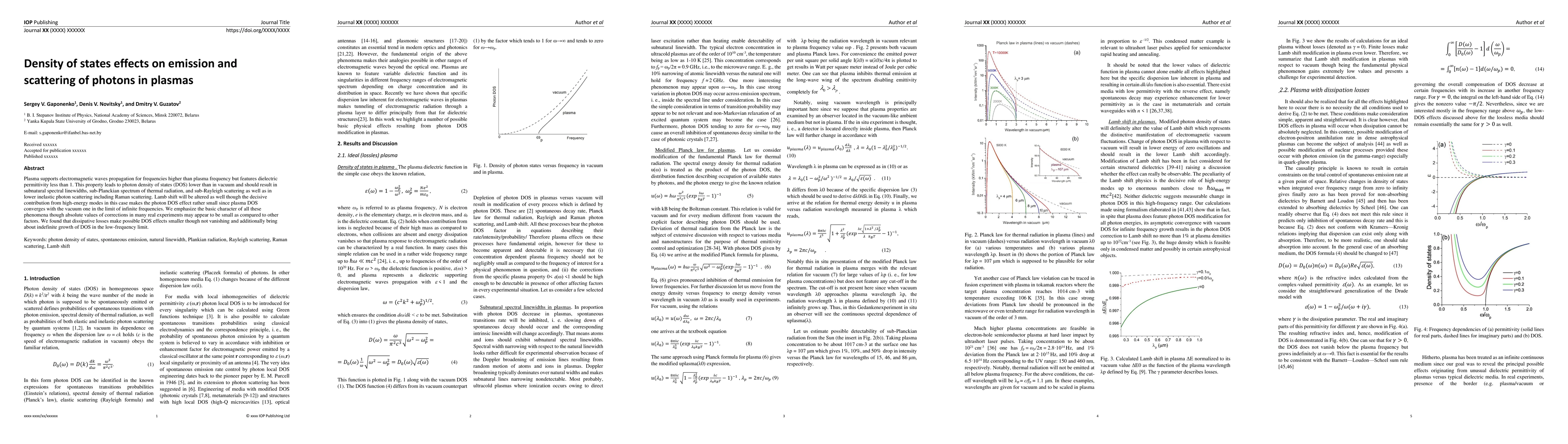 Thumbnail for Density of states effects on emission and scattering of photons in
  plasmas