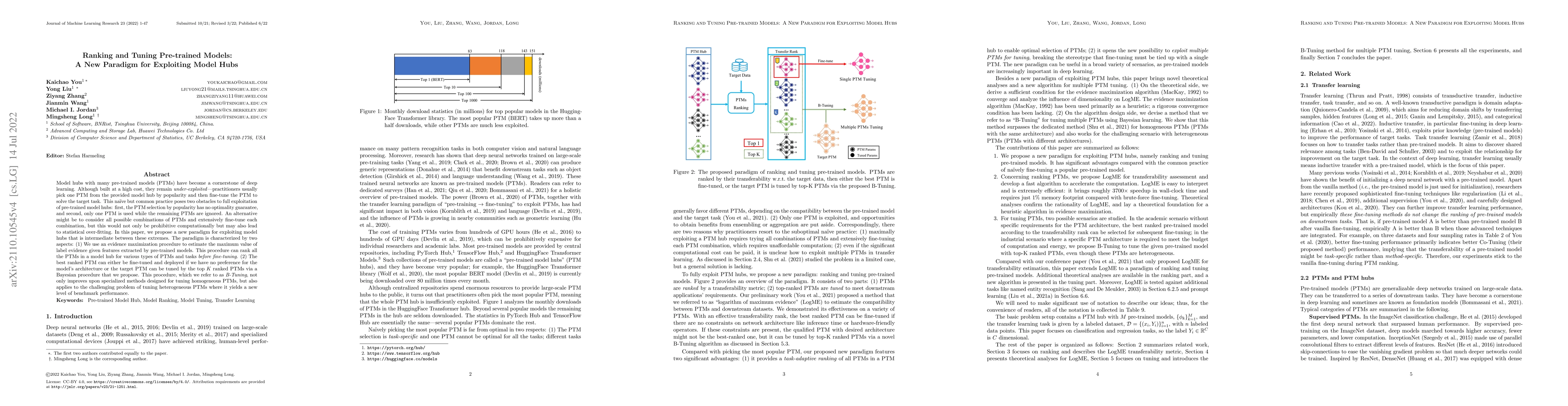 Thumbnail for Ranking and Tuning Pre-trained Models: A New Paradigm for Exploiting
  Model Hubs