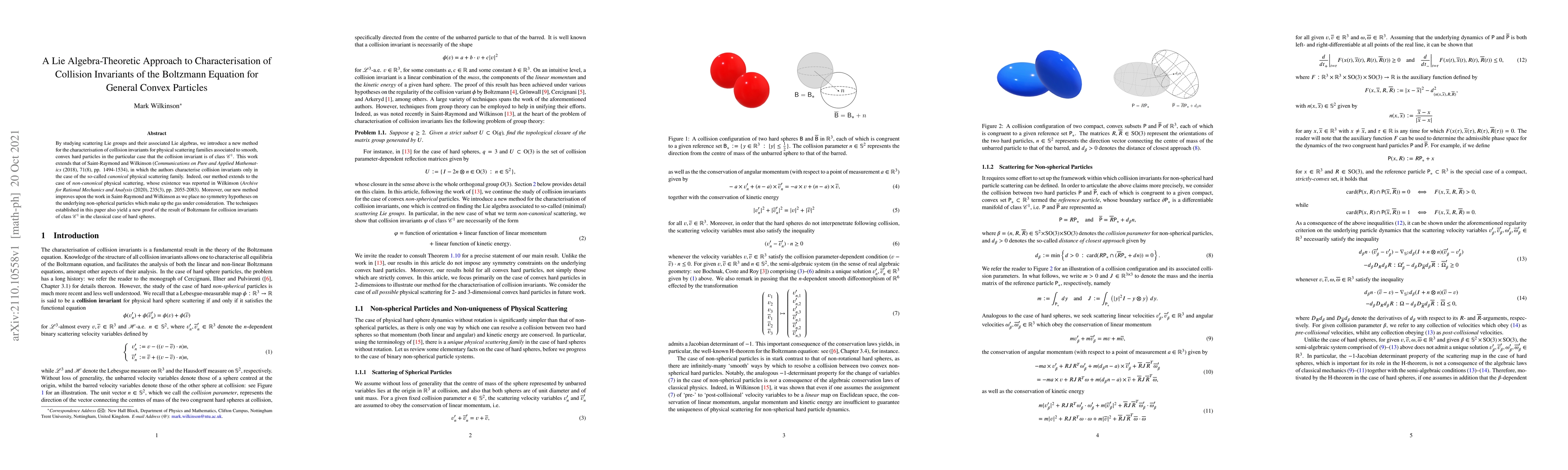 Thumbnail for A Lie Algebra-Theoretic Approach to Characterisation of Collision
  Invariants of the Boltzmann Equation for General Convex Particles