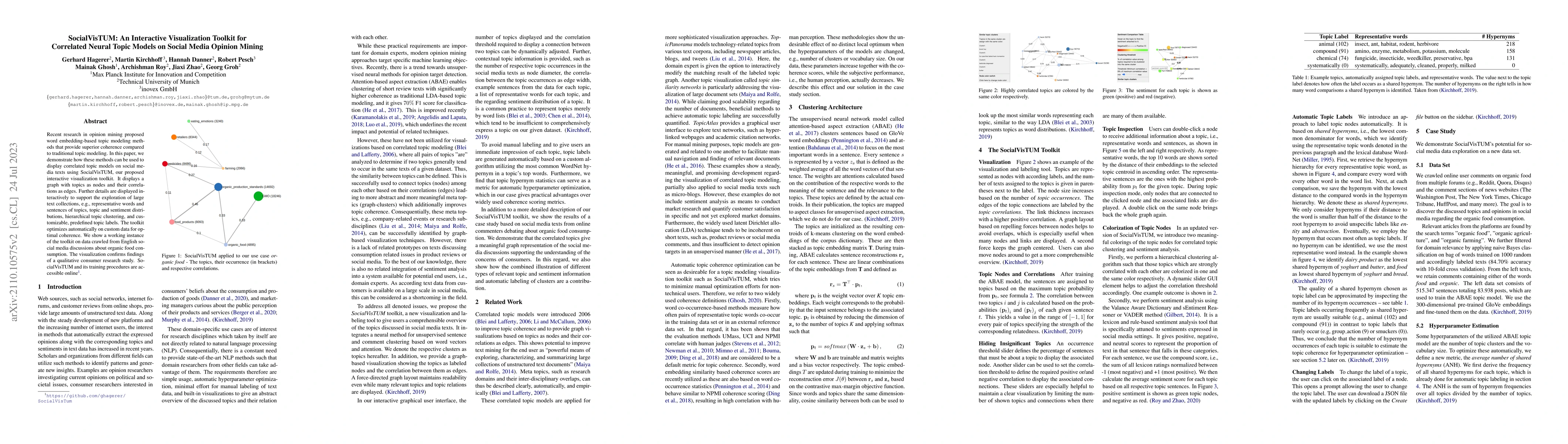 Thumbnail for SocialVisTUM: An Interactive Visualization Toolkit for Correlated Neural
  Topic Models on Social Media Opinion Mining