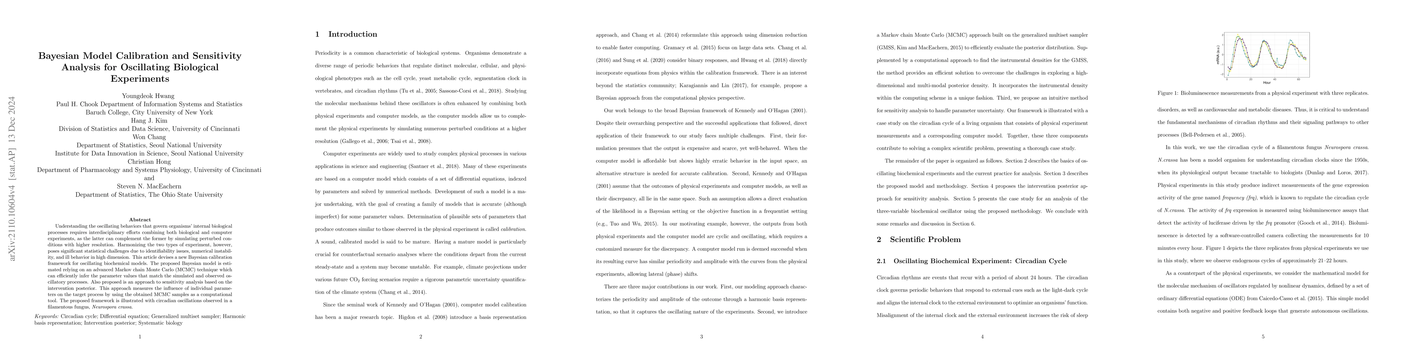 Thumbnail for Bayesian Model Calibration and Sensitivity Analysis for Oscillating
  Biological Experiments