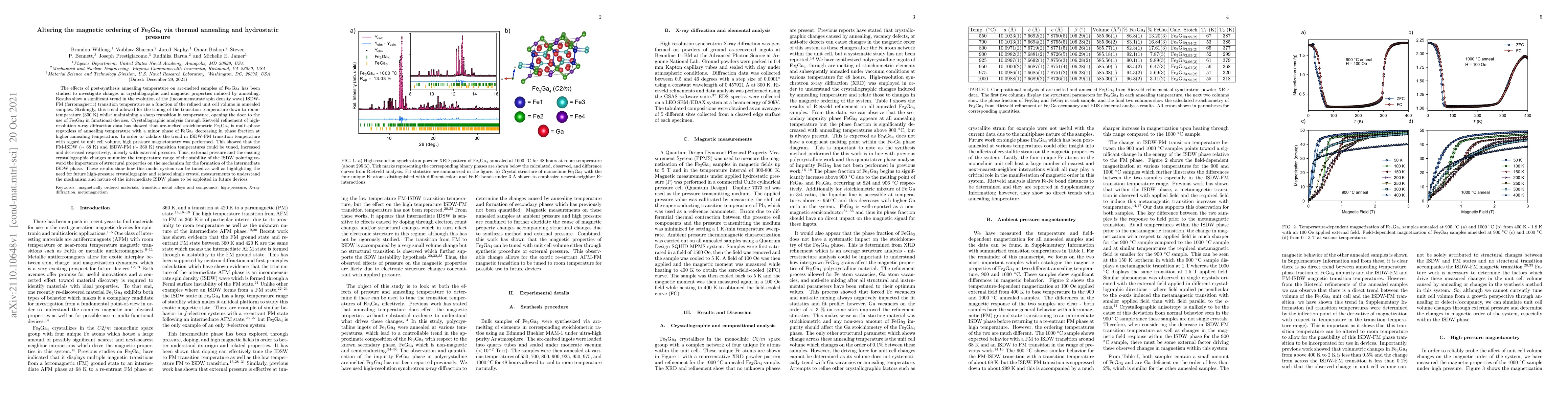 Thumbnail for Altering the magnetic ordering of Fe$_{3}$Ga$_{4}$ via thermal annealing
  and hydrostatic pressure
