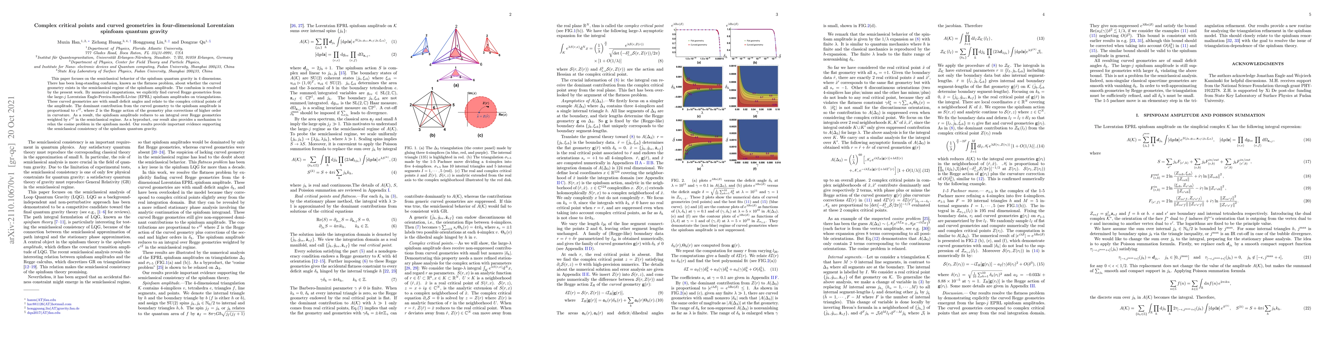Thumbnail for Complex critical points and curved geometries in four-dimensional
  Lorentzian spinfoam quantum gravity