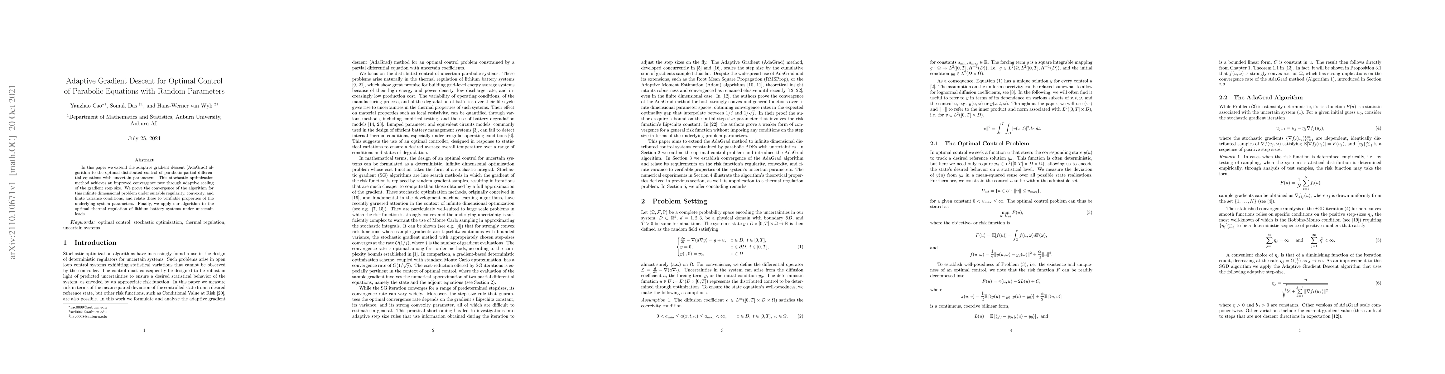 Thumbnail for Adaptive Gradient Descent for Optimal Control of Parabolic Equations
  with Random Parameters