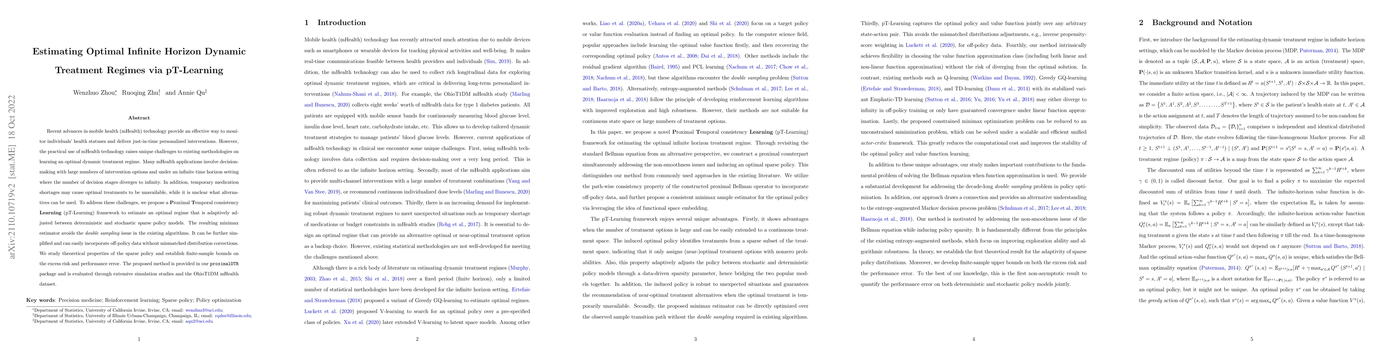 Thumbnail for Estimating Optimal Infinite Horizon Dynamic Treatment Regimes via
  pT-Learning