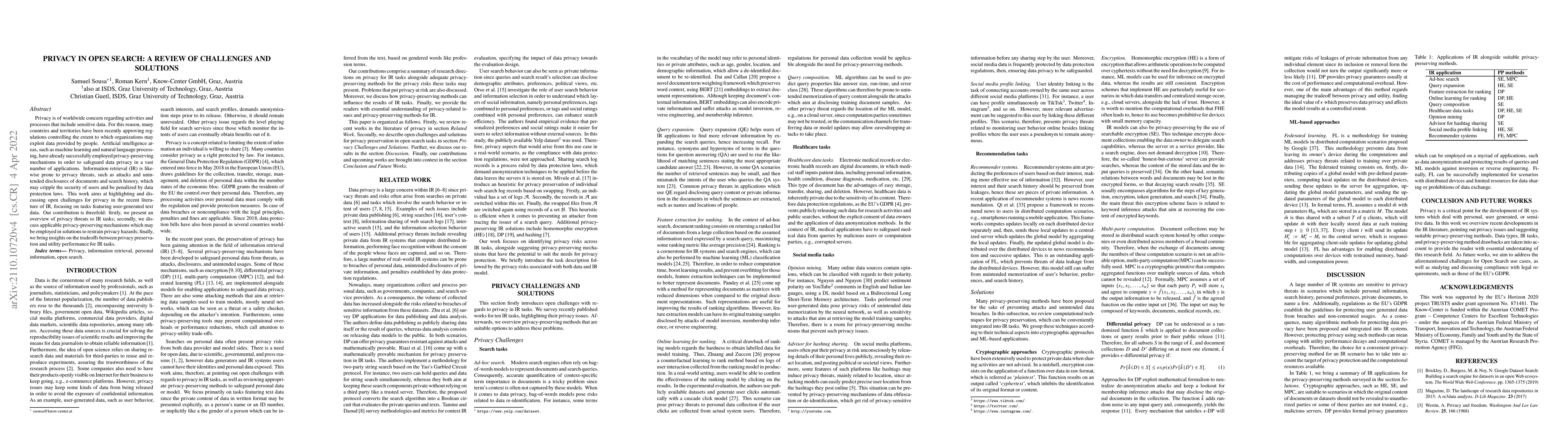 Thumbnail for Privacy in Open Search: A Review of Challenges and Solutions