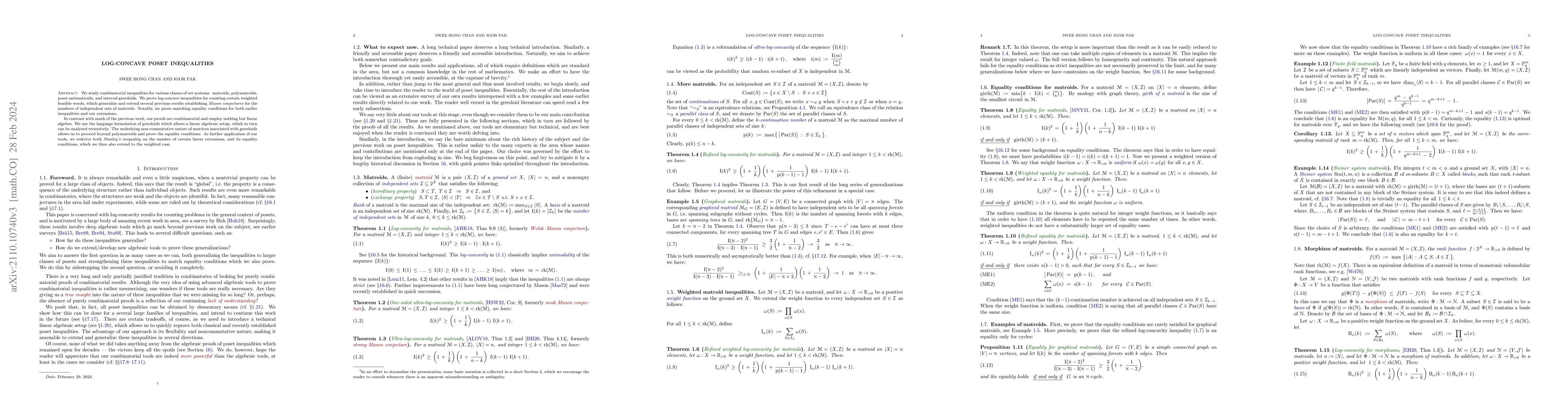 Thumbnail for Log-concave poset inequalities