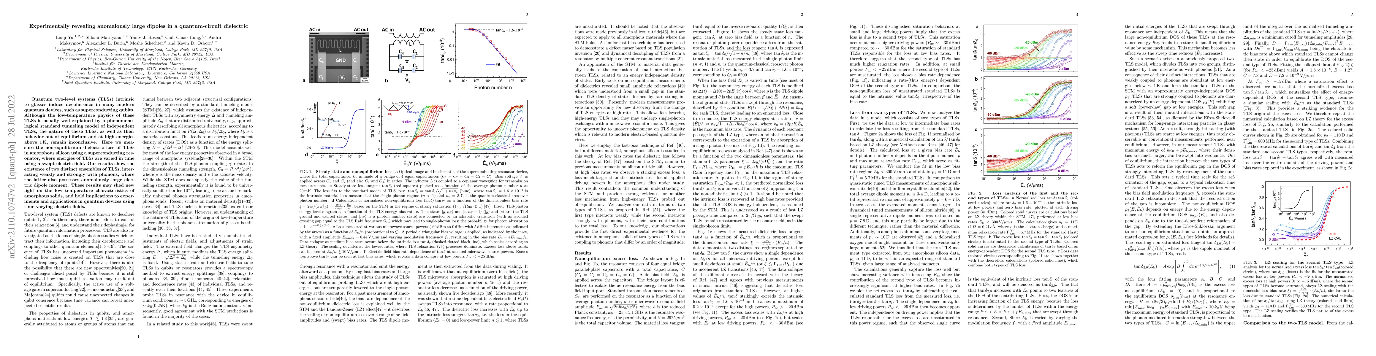 Thumbnail for Experimentally revealing anomalously large dipoles in a quantum-circuit
  dielectric