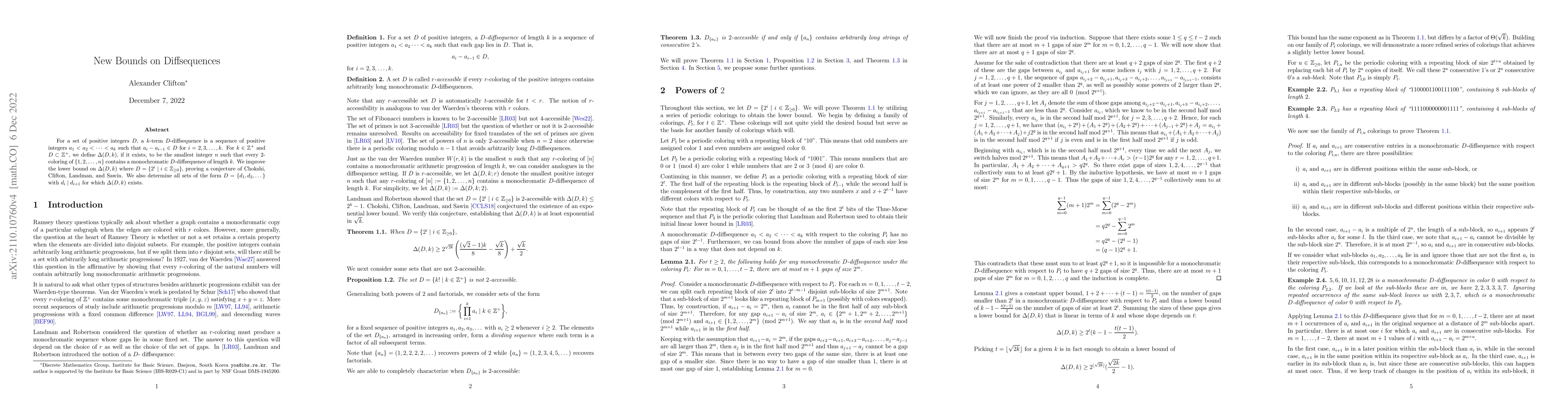 Thumbnail for New Bounds on Diffsequences