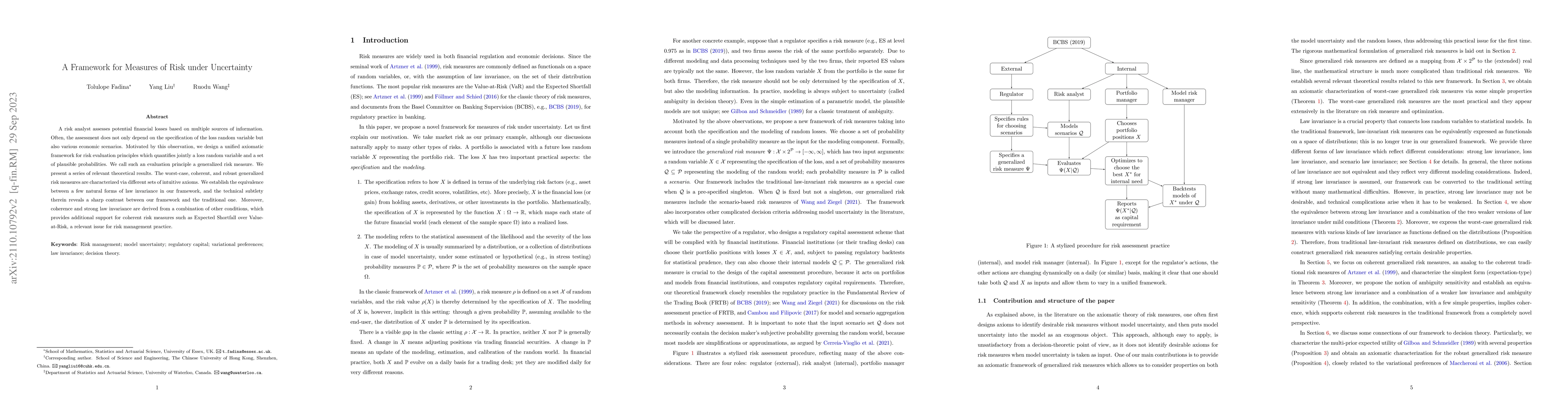Thumbnail for A Framework for Measures of Risk under Uncertainty