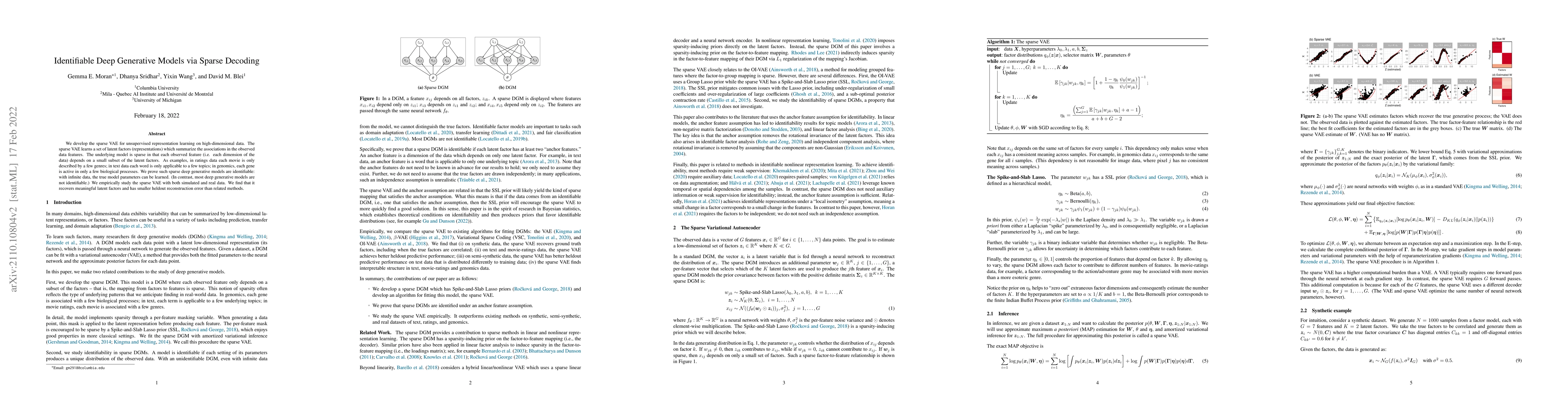 Thumbnail for Identifiable Deep Generative Models via Sparse Decoding