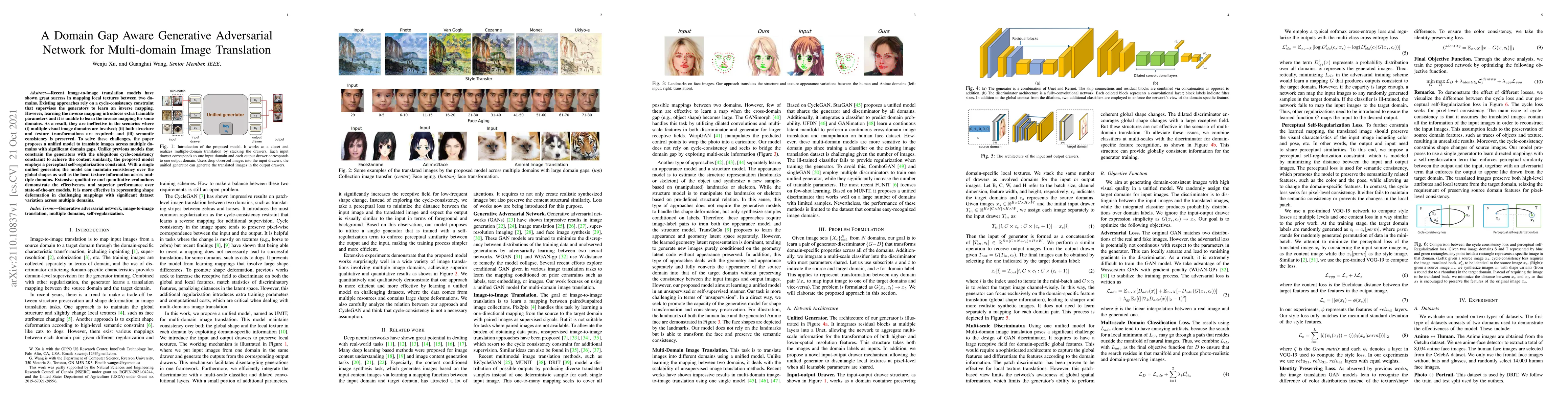 Thumbnail for A Domain Gap Aware Generative Adversarial Network for Multi-domain Image
  Translation
