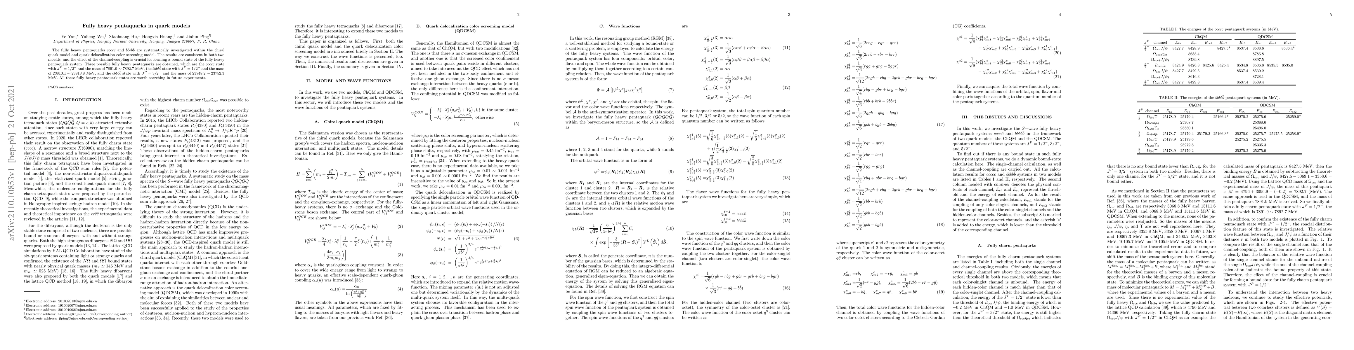 Thumbnail for Fully heavy pentaquarks in quark models