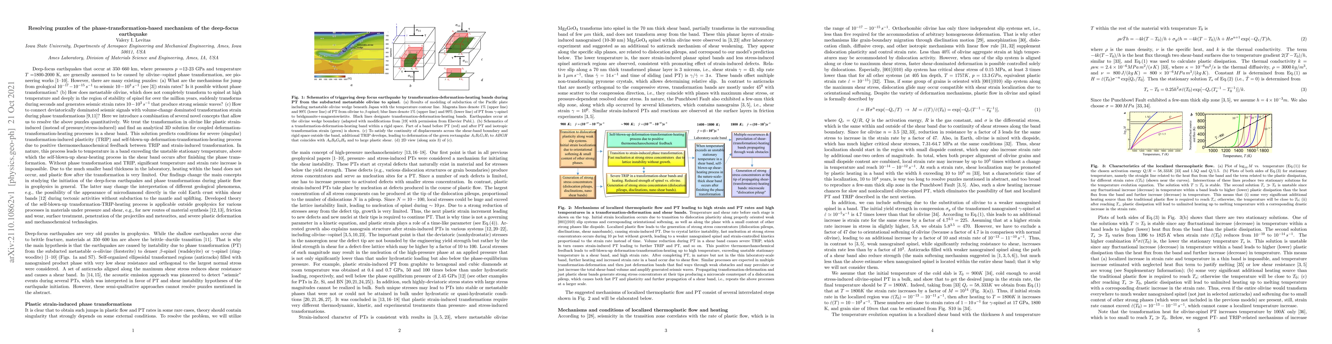 Thumbnail for Resolving puzzles of the phase-transformation-based mechanism of the
  deep-focus earthquake