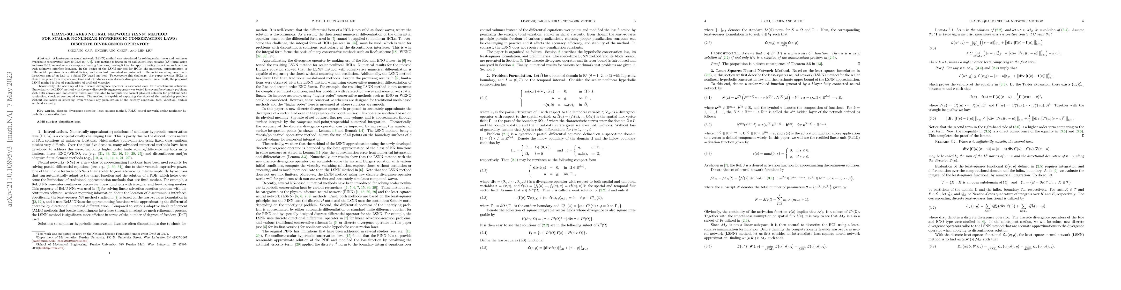 Thumbnail for Least-Squares Neural Network (LSNN) Method For Scalar Nonlinear
  Hyperbolic Conservation Laws: Discrete Divergence Operator