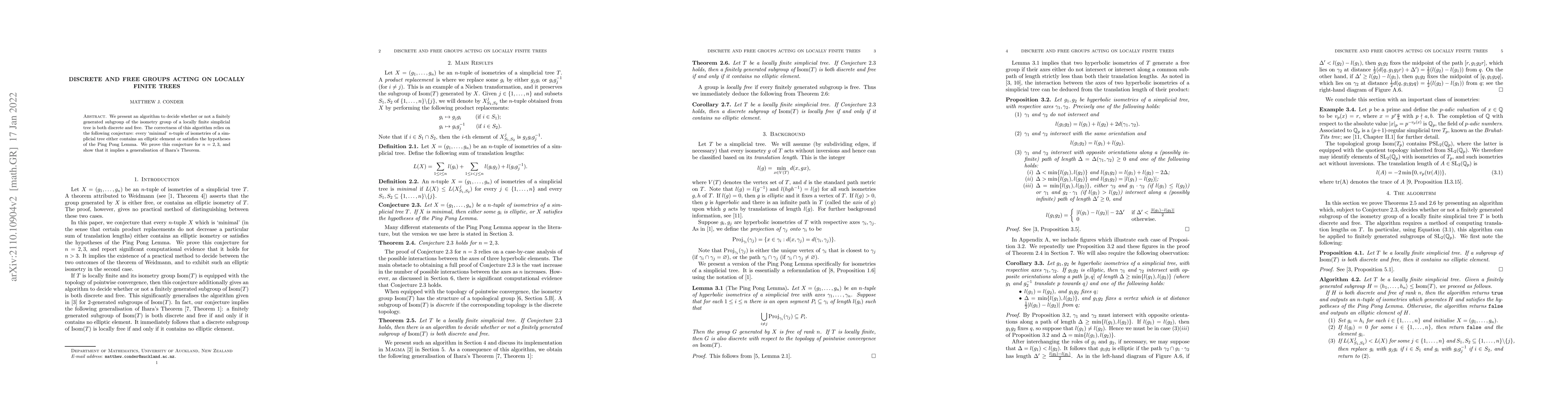 Thumbnail for Discrete and free groups acting on locally finite trees