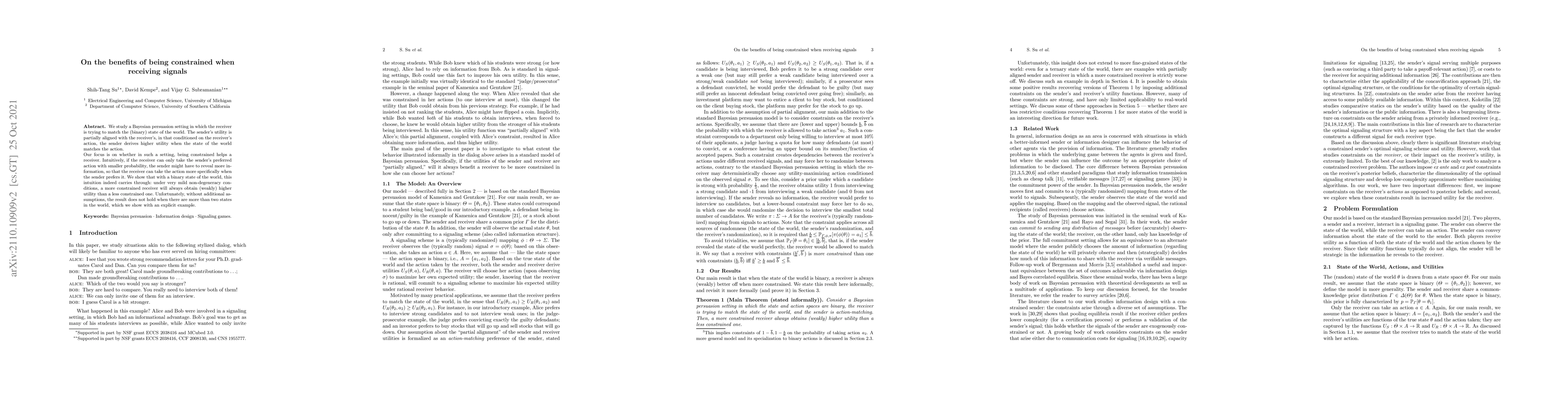 Thumbnail for On the benefits of being constrained when receiving signals