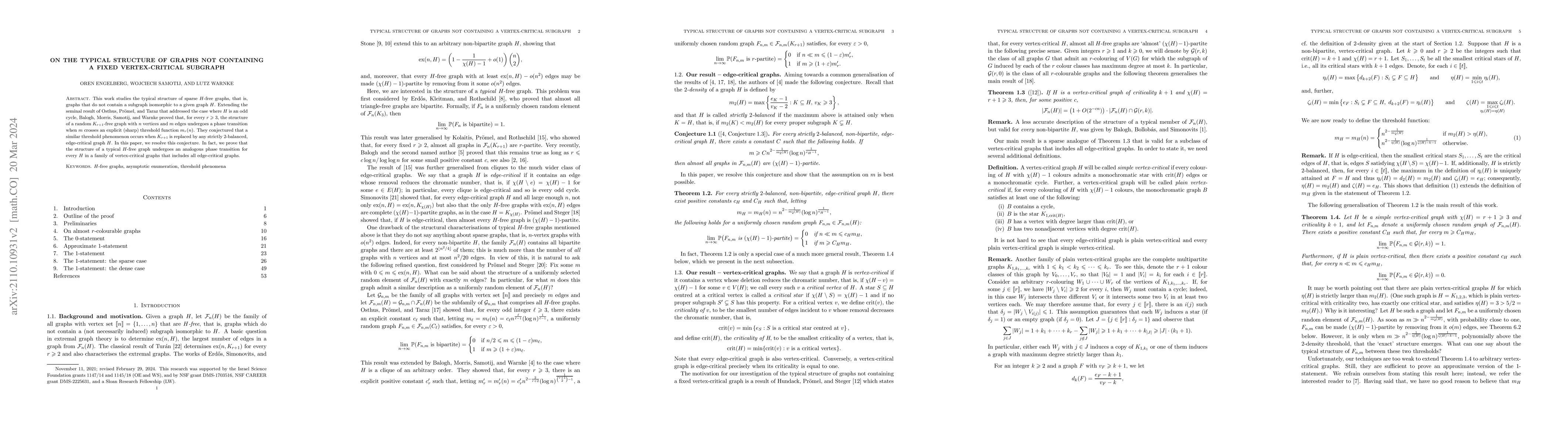 Thumbnail for On the typical structure of graphs not containing a fixed
  vertex-critical subgraph