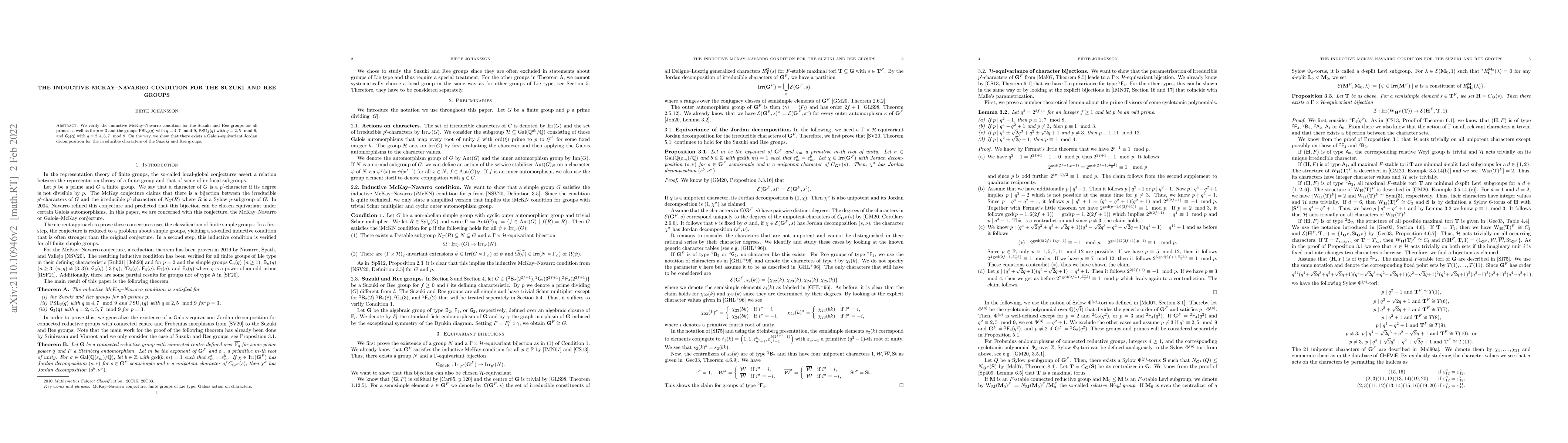 Thumbnail for The inductive McKay--Navarro condition for the Suzuki and Ree groups