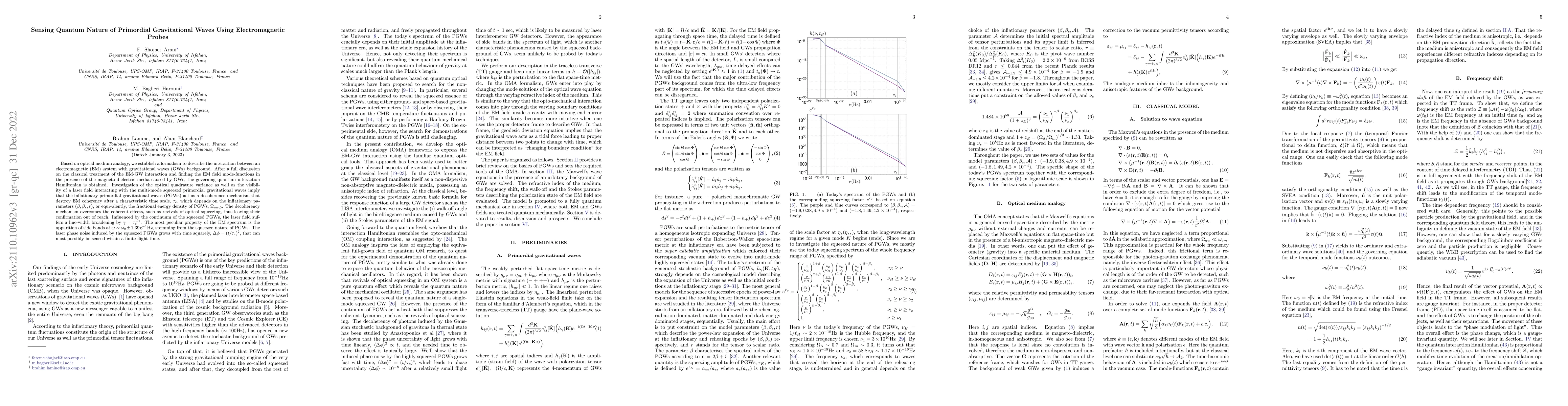 Thumbnail for Sensing Quantum Nature of Primordial Gravitational Waves Using
  Electromagnetic Probes
