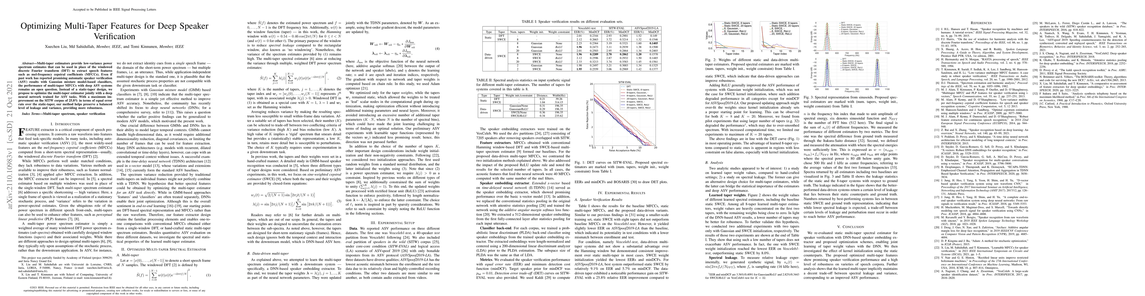 Thumbnail for Optimizing Multi-Taper Features for Deep Speaker Verification