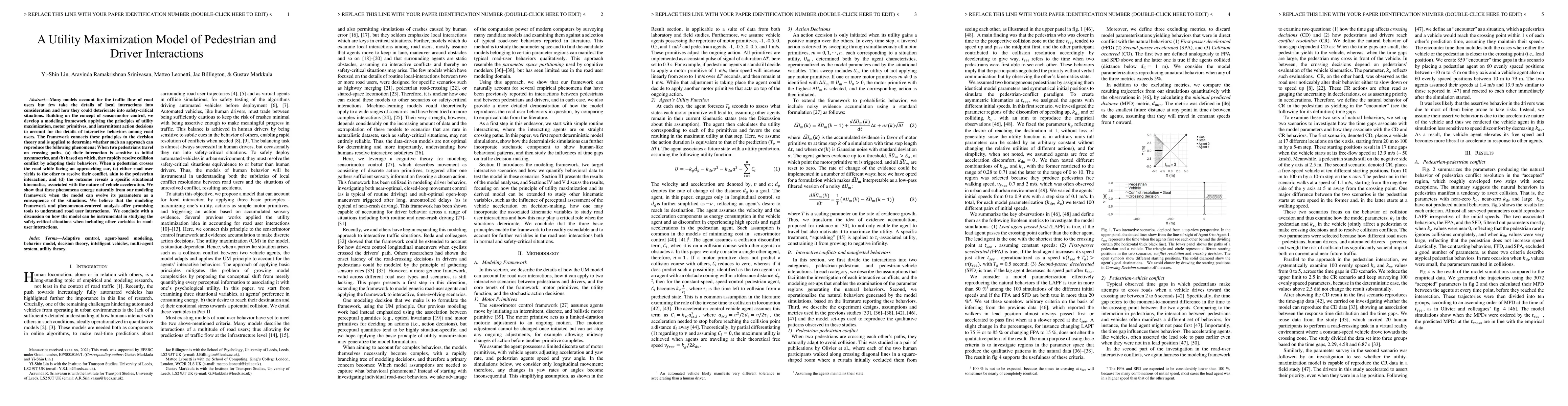 Thumbnail for A Utility Maximization Model of Pedestrian and Driver Interactions