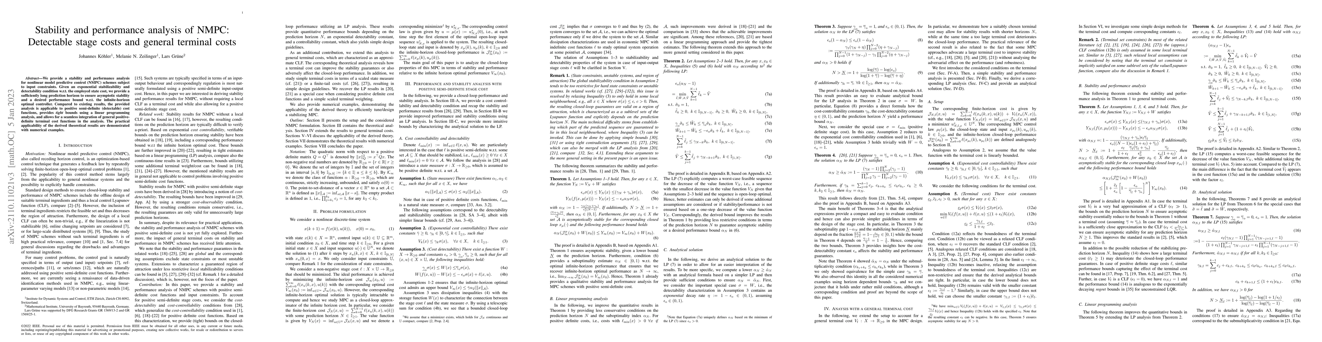 Thumbnail for Stability and performance analysis of NMPC: Detectable stage costs and
  general terminal costs