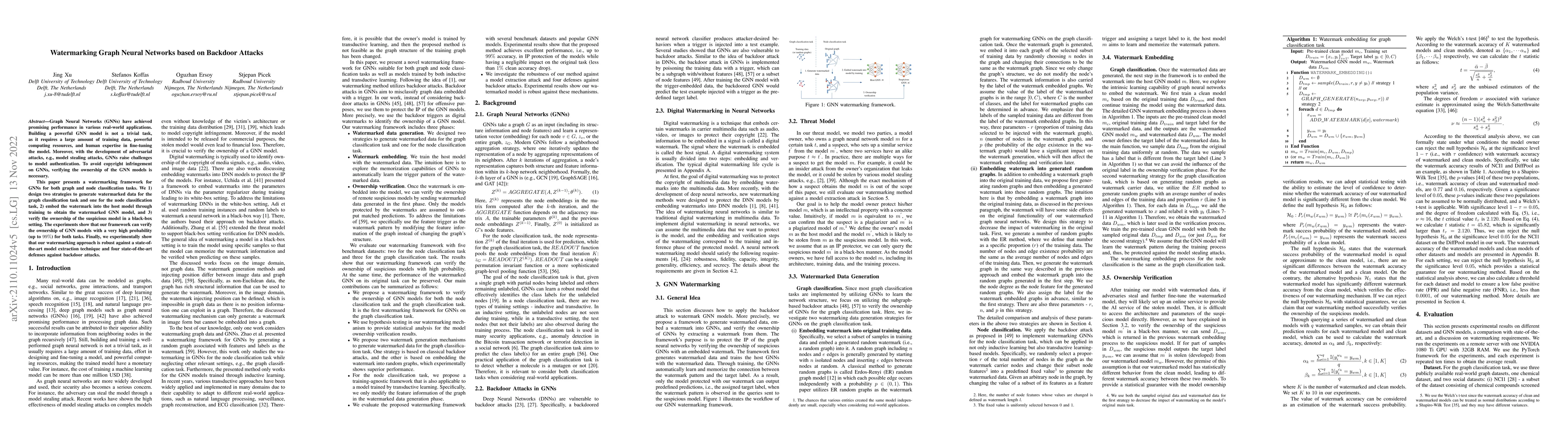 Thumbnail for Watermarking Graph Neural Networks based on Backdoor Attacks