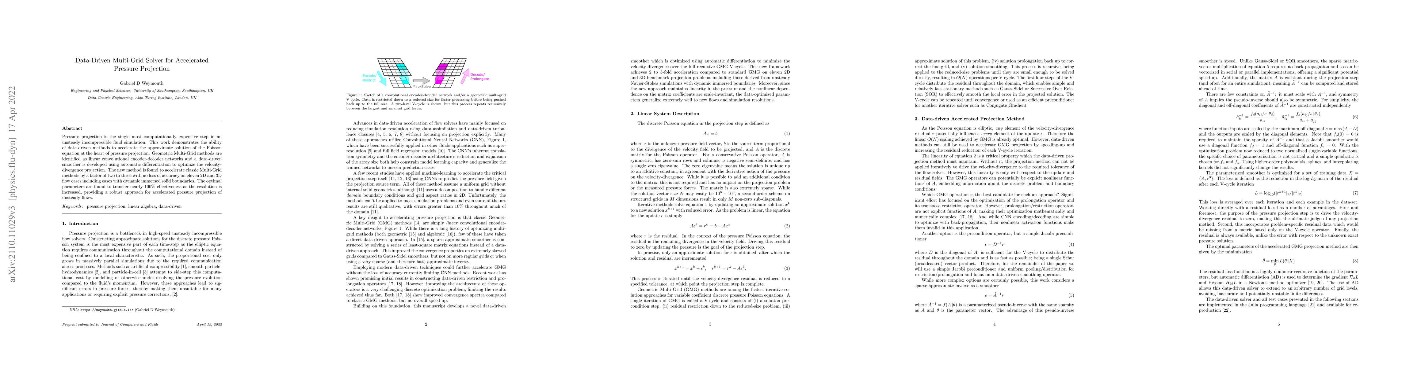 Thumbnail for Data-Driven Multi-Grid Solver for Accelerated Pressure Projection