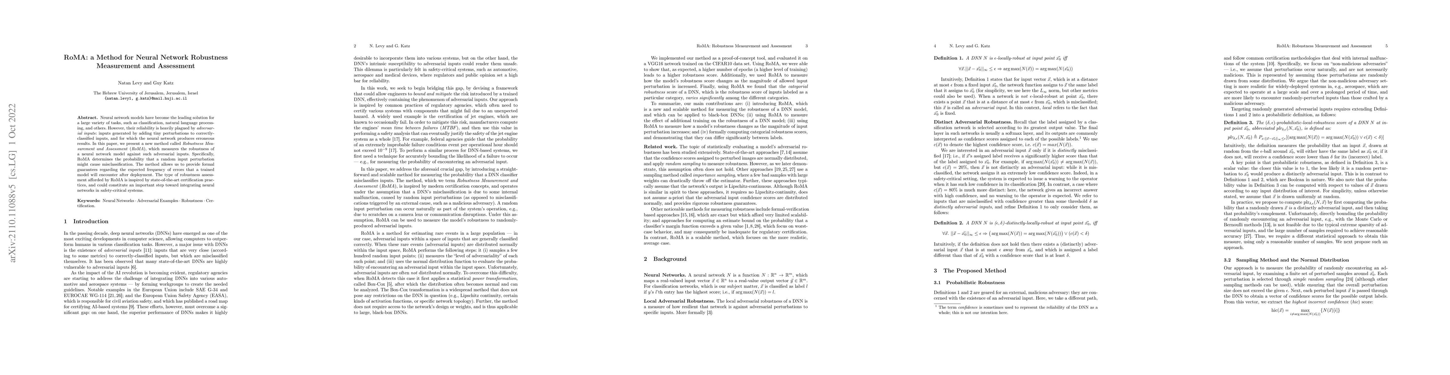 Thumbnail for RoMA: a Method for Neural Network Robustness Measurement and Assessment