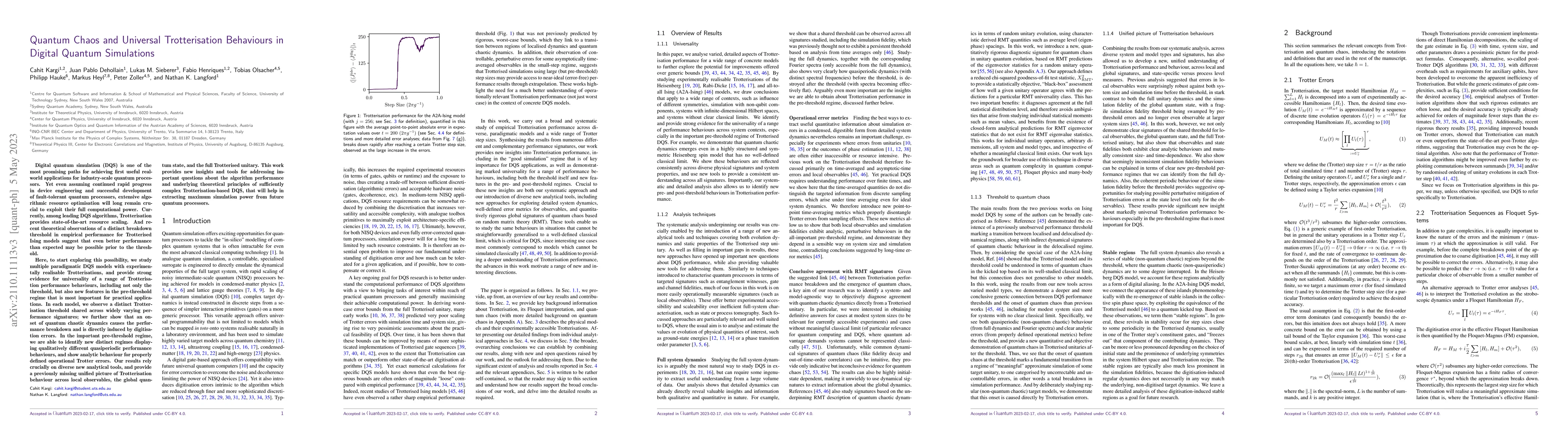 Thumbnail for Quantum Chaos and Universal Trotterisation Behaviours in Digital Quantum
  Simulations