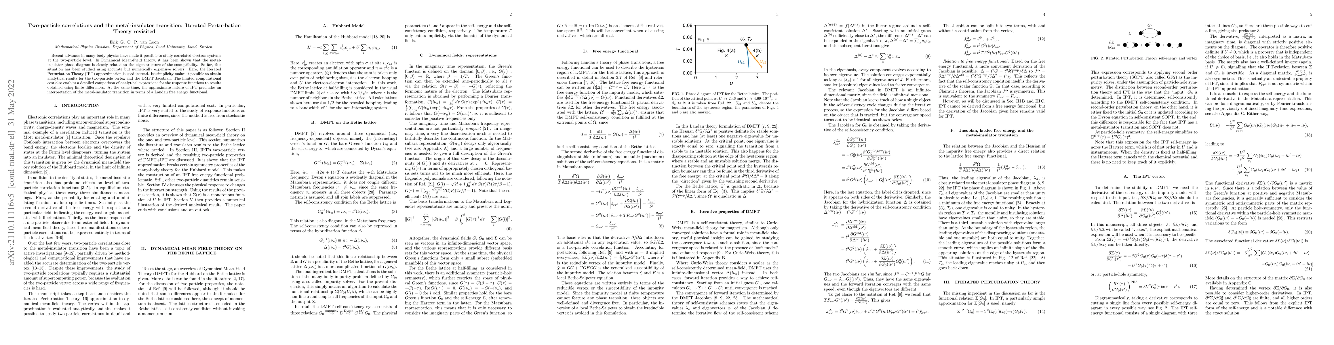 Thumbnail for Two-particle correlations and the metal-insulator transition: Iterated
  Perturbation Theory revisited
