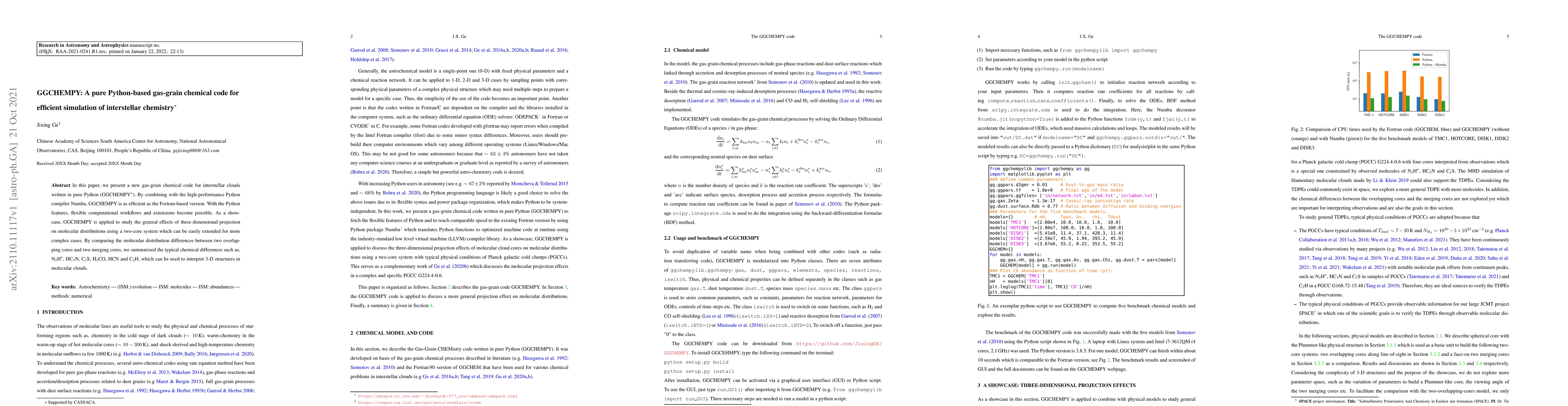 Thumbnail for GGCHEMPY: A pure Python-based gas-grain chemical code for efficient
  simulation of interstellar chemistry