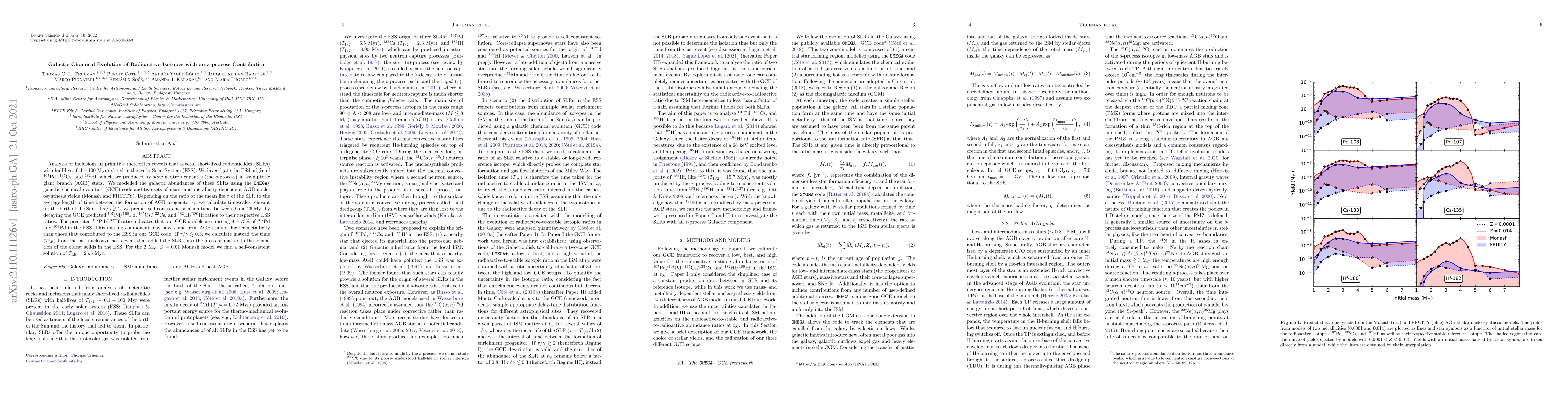 Thumbnail for Galactic Chemical Evolution of Radioactive Isotopes with an s-process
  Contribution